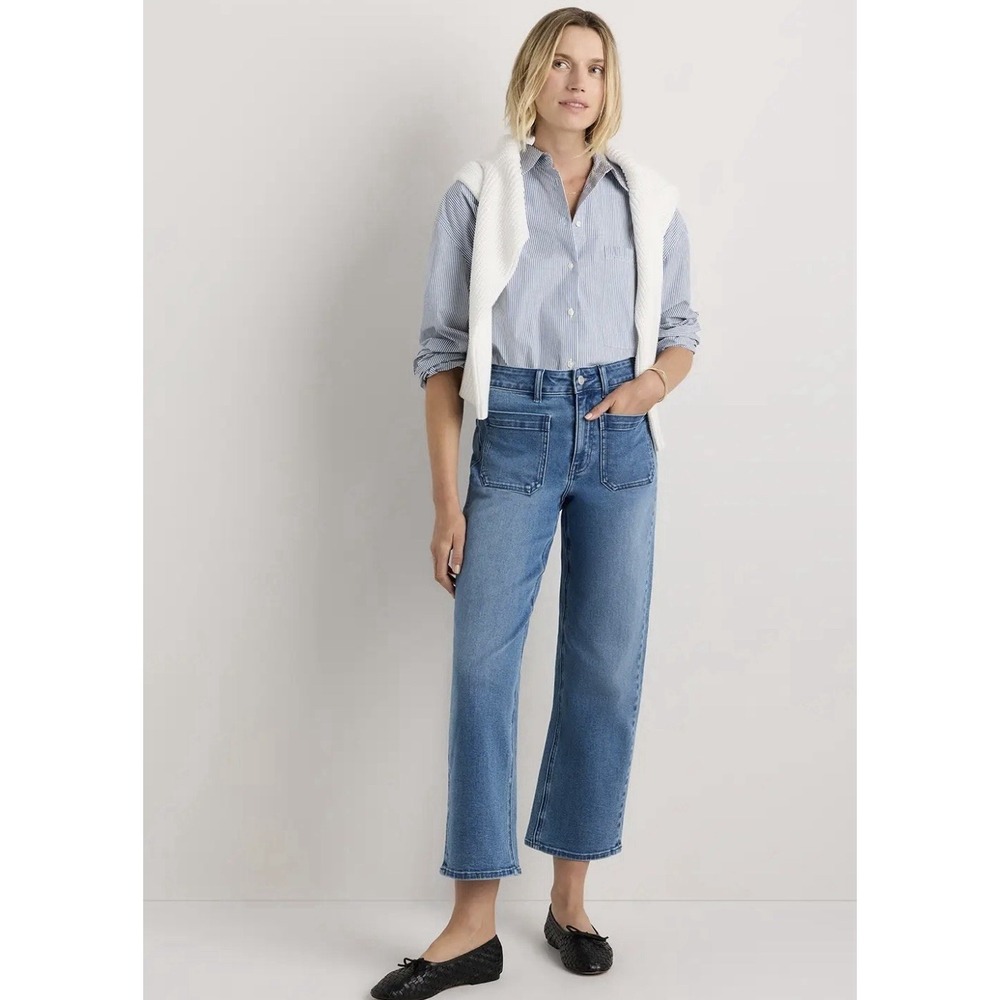 Quince Bella Stretch Patch Pocket Wide Leg Jeans Size 32